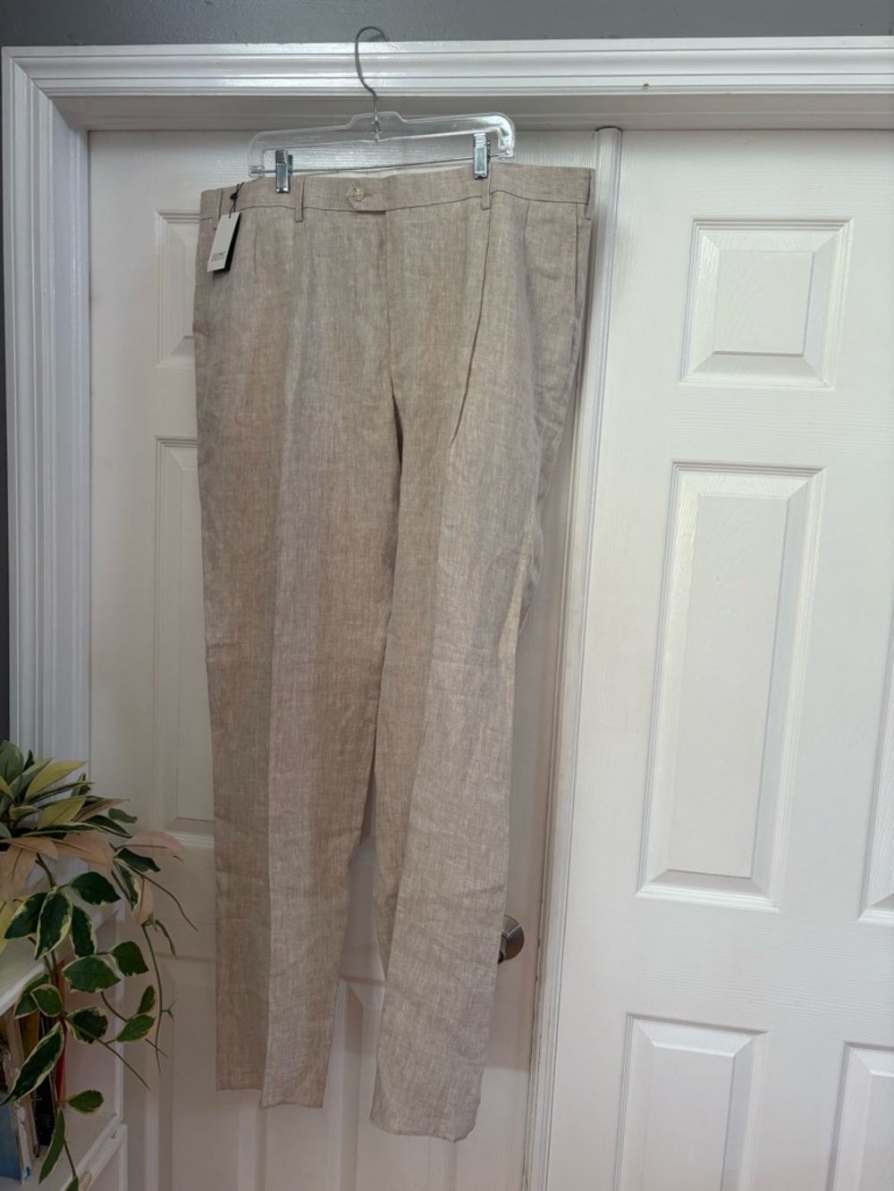 Men's Light Beige Linen Dress Pants - Classic Tailored Fit